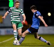 10 April 2023; Sean Hoare of Shamrock Rovers in action against Jessie Dempsey of UCD during the SSE Airtricity Men's Premier Division match between Shamrock Rovers and UCD at Tallaght Stadium in Dublin. Photo by Piaras Ó Mídheach/Sportsfile