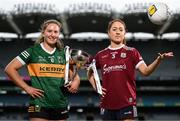 11 April 2023; In attendance at a photocall ahead of the 2023 Lidl Ladies National Football League Finals are Division 1 finalists Síofra O'Shea of Kerry, left, and Sarah Ní Loingsigh of Galway, at Croke Park in Dublin. The Divisions 1 and 2 Finals will be played at Croke Park next Saturday, April 15, followed by the Divisions 3 and 4 Finals at Parnell Park next Sunday, April 16. Photo by Sam Barnes/Sportsfile