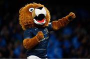 7 April 2023; Leinster mascot Leo the Lion during the Heineken Champions Cup quarter-final match between Leinster and Leicester Tigers at the Aviva Stadium in Dublin. Photo by Sam Barnes/Sportsfile