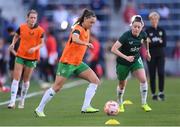 11 April 2023; Katie McCabe, left, and Lucy Quinn of Republic of Ireland before the women's international friendly match between USA and Republic of Ireland at CITYPARK in St Louis, Missouri, USA. Photo by Stephen McCarthy/Sportsfile