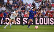 11 April 2023; Sophia Smith of United States and Ruesha Littlejohn of Republic of Ireland during the women's international friendly match between USA and Republic of Ireland at CITYPARK in St Louis, Missouri, USA. Photo by Stephen McCarthy/Sportsfile