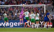 11 April 2023; Republic of Ireland goalkeeper Courtney Brosnan is beaten by the shot of Alana Cook of United States to concede her side's first goal during the women's international friendly match between USA and Republic of Ireland at CITYPARK in St Louis, Missouri, USA. Photo by Stephen McCarthy/Sportsfile