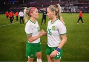 11 April 2023; Denise O'Sullivan, left, and Tara O'Hanlon of Republic of Ireland after the women's international friendly match between USA and Republic of Ireland at CITYPARK in St Louis, Missouri, USA. Photo by Stephen McCarthy/Sportsfile