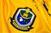 9 March 2023; A detailed view of the Roscommon crest during a Roscommon football squad portrait session at St Brigid's GAA Club in Kiltoom, Roscommon. Photo by Seb Daly/Sportsfile