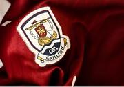 28 March 2023; A detailed view the Galway crest before a Galway hurling squad portrait session at Galway GAA Training Centre, Loughgeorge in Galway. Photo by Eóin Noonan/Sportsfile