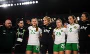 11 April 2023; Republic of Ireland manager Vera Pauw talks to her players and staff after the women's international friendly match between USA and Republic of Ireland at CITYPARK in St Louis, Missouri, USA. Photo by Stephen McCarthy/Sportsfile