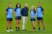 12 April 2023; Dublin GAA players, from left, hurler Cian Boland, ladies footballer Eilish O'Dowd, AIG Head of Consumer Marketing and Sponsorship John Gillick, camogie player Muireann Kelleher, and footballer James McCarthy, pictured in Parnell Park as Dublin GAA and main sponsor, AIG, launch the 2023 Championship. In their 10th year of sponsorship, AIG are proud to back the boys and girls in blue throughout their championship campaigns. To read more about benefits that Dublin GAA members can avail of with AIG, visit https://www.aig.ie/our-sponsorships/dublin-gaa. Photo by Seb Daly/Sportsfile