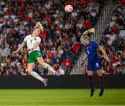 11 April 2023; Louise Quinn of Republic of Ireland in action against Julie Ertz of United States during the women's international friendly match between USA and Republic of Ireland at CITYPARK in St Louis, Missouri, USA. Photo by Stephen McCarthy/Sportsfile