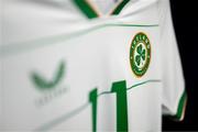 11 April 2023; A detailed view of the Republic of Ireland jersey before the women's international friendly match between USA and Republic of Ireland at CITYPARK in St Louis, Missouri, USA. Photo by Stephen McCarthy/Sportsfile