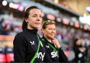 11 April 2023; Republic of Ireland physiotherapist Angela Kenneally, left, and Republic of Ireland team doctor Siobhan Forman before the women's international friendly match between USA and Republic of Ireland at CITYPARK in St Louis, Missouri, USA. Photo by Stephen McCarthy/Sportsfile