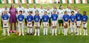 11 April 2023; Republic of Ireland players, from left, Katie McCabe, Courtney Brosnan, Louise Quinn, Megan Connolly, Diane Caldwell, Ruesha Littlejohn, Denise O'Sullivan, Heather Payne, Lucy Quinn, Kyra Carusa and Marissa Sheva stand for the playing of the National Anthem before the women's international friendly match between USA and Republic of Ireland at CITYPARK in St Louis, Missouri, USA. Photo by Stephen McCarthy/Sportsfile