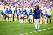 11 April 2023; Kennedy Holmes performs the national anthem before the women's international friendly match between USA and Republic of Ireland at CITYPARK in St Louis, Missouri, USA. Photo by Stephen McCarthy/Sportsfile