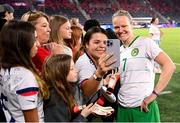 11 April 2023; Diane Caldwell of Republic of Ireland with supporters after the women's international friendly match between USA and Republic of Ireland at CITYPARK in St Louis, Missouri, USA. Photo by Stephen McCarthy/Sportsfile