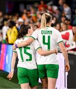 11 April 2023; Lucy Quinn, left, and Louise Quinn of Republic of Ireland after the women's international friendly match between USA and Republic of Ireland at CITYPARK in St Louis, Missouri, USA. Photo by Stephen McCarthy/Sportsfile