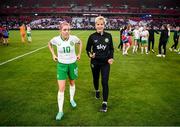 11 April 2023; Republic of Ireland manager Vera Pauw and Denise O'Sullivan, left, after the women's international friendly match between USA and Republic of Ireland at CITYPARK in St Louis, Missouri, USA. Photo by Stephen McCarthy/Sportsfile