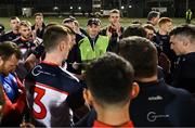 8 April 2023; New York manager Johnny McGeeney with his players before the penalty shoot out during the Connacht GAA Football Senior Championship quarter-final match between New York and Leitrim at Gaelic Park in New York, USA. Photo by David Fitzgerald/Sportsfile