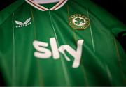 8 April 2023; A detailed view of the Republic of Ireland jersey after the women's international friendly match between USA and Republic of Ireland at the Q2 Stadium in Austin, Texas, USA. Photo by Stephen McCarthy/Sportsfile
