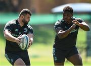 13 April 2023; Michael Milne, left, and Temi Lasisi during a Leinster Rugby squad training session at St Stithian's College in Johannesburg, South Africa. Photo by Harry Murphy/Sportsfile