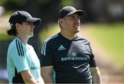 13 April 2023; Academy manager Simon Broughton and Assistant performance analyst Juliett Fortune during a Leinster Rugby squad training session at St Stithian's College in Johannesburg, South Africa. Photo by Harry Murphy/Sportsfile