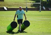 13 April 2023; Senior kitman Jim Bastick during a Leinster Rugby squad training session at St Stithian's College in Johannesburg, South Africa. Photo by Harry Murphy/Sportsfile