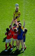 13 April 2023; Children of the St Bridget's GAA Club, Clonmore, Co Carlow, and Dromard GAA Club in Longford competing at the LGFA Go Games Activity Day 2023 at Croke Park in Dublin. Photo by Ray McManus/Sportsfile