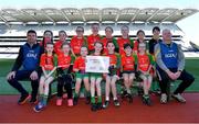 13 April 2023; The St Broughan's, Offaly, team pictured at the 2023 LGFA Go Games Activity Day at Croke Park, Dublin. Photo by Tyler Miller/Sportsfile