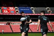 14 April 2023; Charlie Tector, left, and Ben Brownlee during the Leinster Rugby captain's run at Emirates Airlines Park in Johannesburg, South Africa. Photo by Harry Murphy/Sportsfile