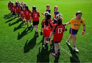 13 April 2023; Teams shake hands after their game at the LGFA Go Games Activity Day 2023 at Croke Park in Dublin. Photo by Ray McManus/Sportsfile