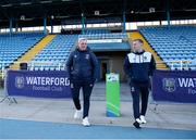 14 April 2023; Waterford head coach Keith Long, left, with assistant manager Alan Reynolds before the SSE Airtricity Men's First Division match between Waterford and Kerry at the RSC in Waterford. Photo by Michael P Ryan/Sportsfile