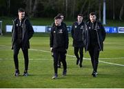 14 April 2023; Cork City players before the SSE Airtricity Men's Premier Division match between UCD and Cork City at UCD Bowl in Dublin. Photo by Stephen Marken/Sportsfile