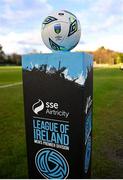 14 April 2023; A general view of the match ball before the SSE Airtricity Men's Premier Division match between UCD and Cork City at UCD Bowl in Dublin. Photo by Stephen Marken/Sportsfile