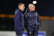 14 April 2023; Waterford head coach Keith Long, right, with assistant head coach Alan Reynolds during the SSE Airtricity Men's First Division match between Waterford and Kerry at the RSC in Waterford. Photo by Michael P Ryan/Sportsfile