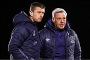 14 April 2023; Waterford head coach Keith Long, right, with coach Gary Hunt during the SSE Airtricity Men's First Division match between Waterford and Kerry at the RSC in Waterford. Photo by Michael P Ryan/Sportsfile