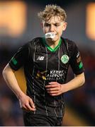 14 April 2023; Ronan Teahan of Kerry FC leaves the field to receive medical attention during the SSE Airtricity Men's First Division match between Waterford and Kerry at the RSC in Waterford. Photo by Michael P Ryan/Sportsfile