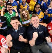 17 April 2023; Pictured are Bord Gáis Energy ambassadors Gearóid Hegarty and Joe Canning at the launch of Bord Gáis Energy’s ‘It’s Anyone’s Game’ campaign to promote inclusivity in hurling. As part of the campaign and to celebrate extending its sponsorship of the GAA All-Ireland Senior Hurling Championship until 2025, Bord Gáis Energy, is giving people from around Ireland the opportunity to win prizes throughout the season. Visit www.bordgaisenergy.ie/home/bge-gaa for competition details. Photo by David Fitzgerald/Sportsfile
