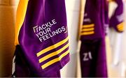 6 March 2023; A detailed view of the wexford jersey during a Wexford hurling squad portrait session at Wexford GAA Centre of Excellence in Ferns, Wexford. Photo by Eóin Noonan/Sportsfile