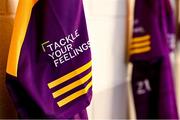 6 March 2023; A detailed view of the wexford jersey during a Wexford hurling squad portrait session at Wexford GAA Centre of Excellence in Ferns, Wexford. Photo by Eóin Noonan/Sportsfile