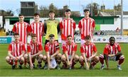 15 April 2023; St Joseph’s players before the FAI Youth Cup Final match between St Joseph’s AFC, Dublin, and College Corinthians AFC, Cork, at the Carlisle Grounds in Bray, Wicklow. Photo by Seb Daly/Sportsfile