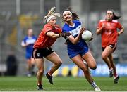 15 April 2023; Eva Galvin of Laois in action against Lauren McConville of Armagh during the Lidl Ladies Football National League Division 2 Final match between Armagh and Laois at Croke Park in Dublin. Photo by Sam Barnes/Sportsfile