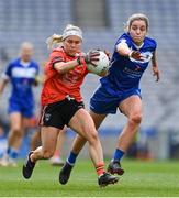 15 April 2023; Lauren McConville of Armagh in action against Sarah Anne Fitzgerald of Laois during the Lidl Ladies Football National League Division 2 Final match between Armagh and Laois at Croke Park in Dublin. Photo by Brendan Moran/Sportsfile