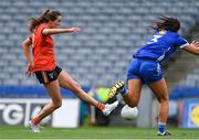 15 April 2023; Aimee Mackin of Armagh scores her second and her side's fourth goal during the Lidl Ladies Football National League Division 2 Final match between Armagh and Laois at Croke Park in Dublin. Photo by Brendan Moran/Sportsfile