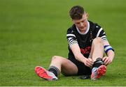15 April 2023; Eric Cunningham of College Corinthians after his side's defeat in the FAI Youth Cup Final match between St Joseph’s AFC, Dublin, and College Corinthians AFC, Cork, at the Carlisle Grounds in Bray, Wicklow. Photo by Seb Daly/Sportsfile