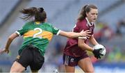 15 April 2023; Eva Noone of Galway in action against Eilís Lynch of Kerry during the Lidl Ladies Football National League Division 1 Final match between Kerry and Galway at Croke Park in Dublin. Photo by Brendan Moran/Sportsfile