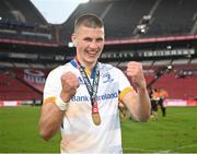 15 April 2023; Sam Prendergast of Leinster after his side's victory in the United Rugby Championship match between Emirates Lions and Leinster at Emirates Airlines Park in Johannesburg, South Africa. Photo by Harry Murphy/Sportsfile