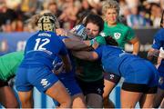 15 April 2023; Deirbhile Nic A Bháird of Ireland is tackled by Giada Franco and Beatrice Rigoni of Italy during the Tik Tok Womens Six Nations Rugby Championship match between Italy and Ireland at Stadio Sergio Lanfranchi in Parma, Italy. Photo by Roberto Bregani/Sportsfile.