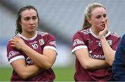 15 April 2023; A dejected Leanne Coen, left, and Ailbhe Davoren of Galway after the Lidl Ladies Football National League Division 1 Final match between Kerry and Galway at Croke Park in Dublin. Photo by Brendan Moran/Sportsfile