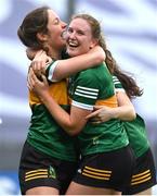 15 April 2023; Mary O'Connell, left, and Síofra O'Shea of Kerry celebrate after the Lidl Ladies Football National League Division 1 Final match between Kerry and Galway at Croke Park in Dublin. Photo by Brendan Moran/Sportsfile