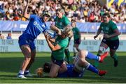 15 April 2023; Ailsa Hughes of Ireland in action against Beatrice Rigoni, left, and Varonica Madia of Italy during the Tik Tok Womens Six Nations Rugby Championship match between Italy and Ireland at Stadio Sergio Lanfranchi in Parma, Italy. Photo by Roberto Bregani/Sportsfile.