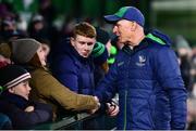 15 April 2023; Connacht director of rugby Andy Friend with supporters after the United Rugby Championship match between Connacht and Cardiff at Sportsground in Galway. Photo by Ben McShane/Sportsfile