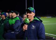 15 April 2023; Connacht director of rugby Andy Friend talks to supporters after the United Rugby Championship match between Connacht and Cardiff at Sportsground in Galway. Photo by Tyler Miller/Sportsfile